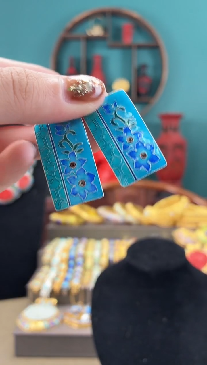 非遗手工烧蓝精品耳环