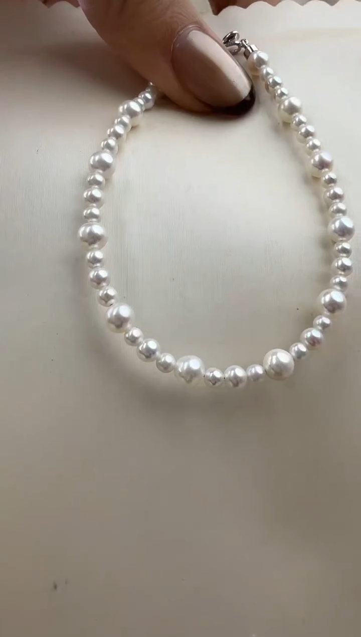 银S925镶嵌手链淡水珍珠3-5mm手链