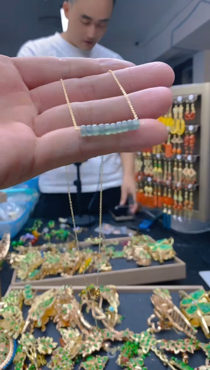 【闪购商品】翡翠耳饰合金0172翡翠锁骨链