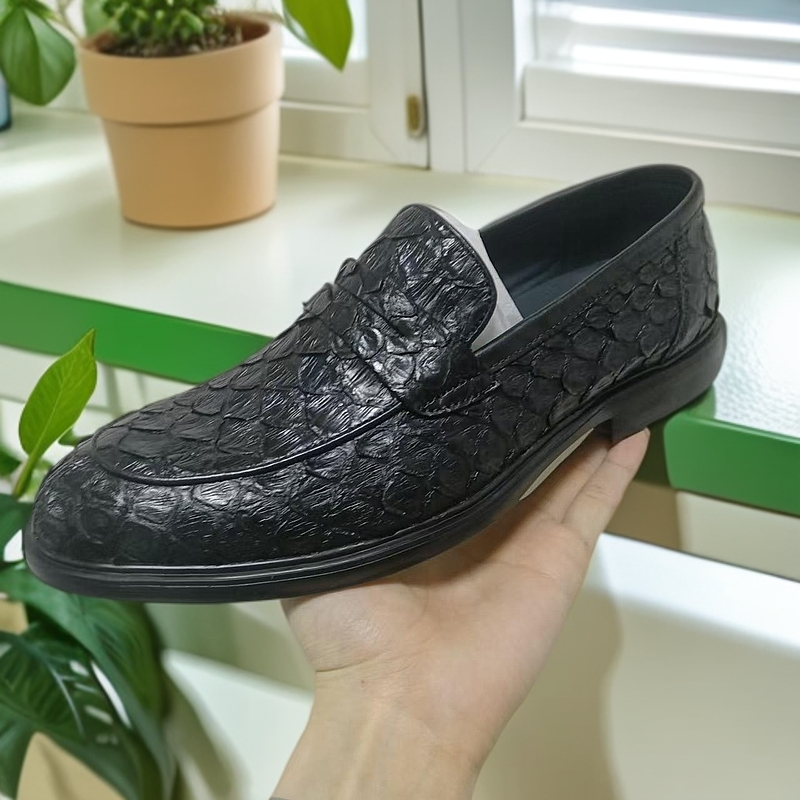 六号蟒蛇稀有皮高端品牌商务乐福男鞋郑