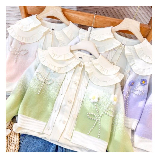 【新疆包邮】春季新款小花朵针织开衫两件套L300