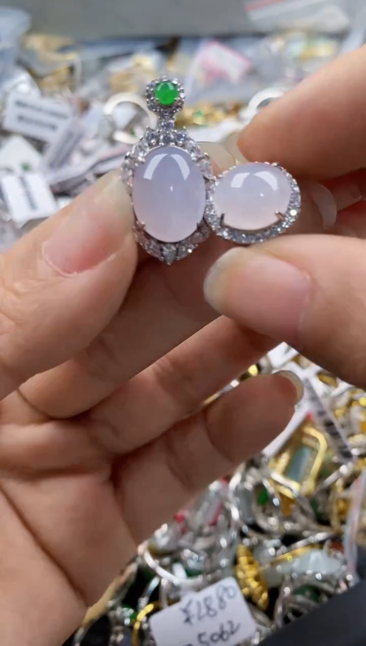 银S925镶嵌戒指翡翠555---10