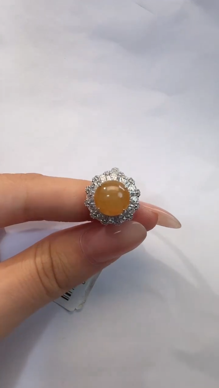 银S925镶嵌戒指翡翠925银镶翡翠戒指镶嵌175