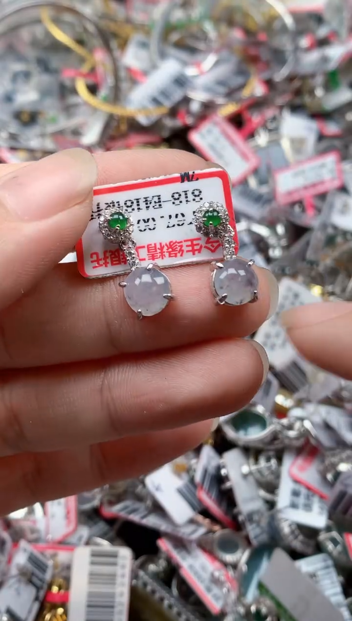 银S925镶嵌戒指翡翠天然A货缅甸翡翠