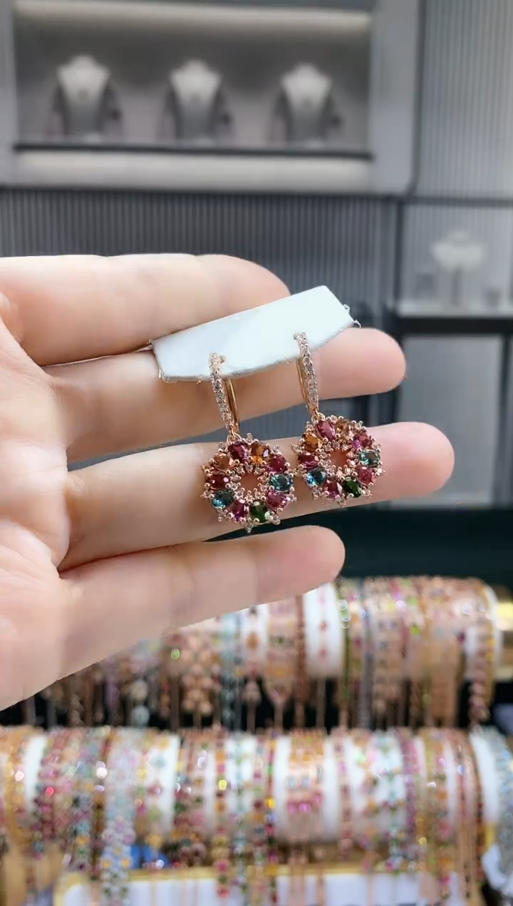 银S925镶嵌耳扣碧玺666666666666