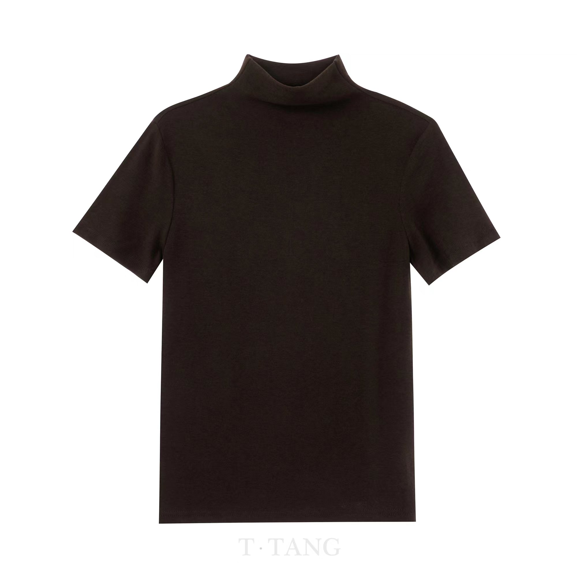 女士舒适亲肤纯色260g精品双面绒半高领修身打底T恤【967】88