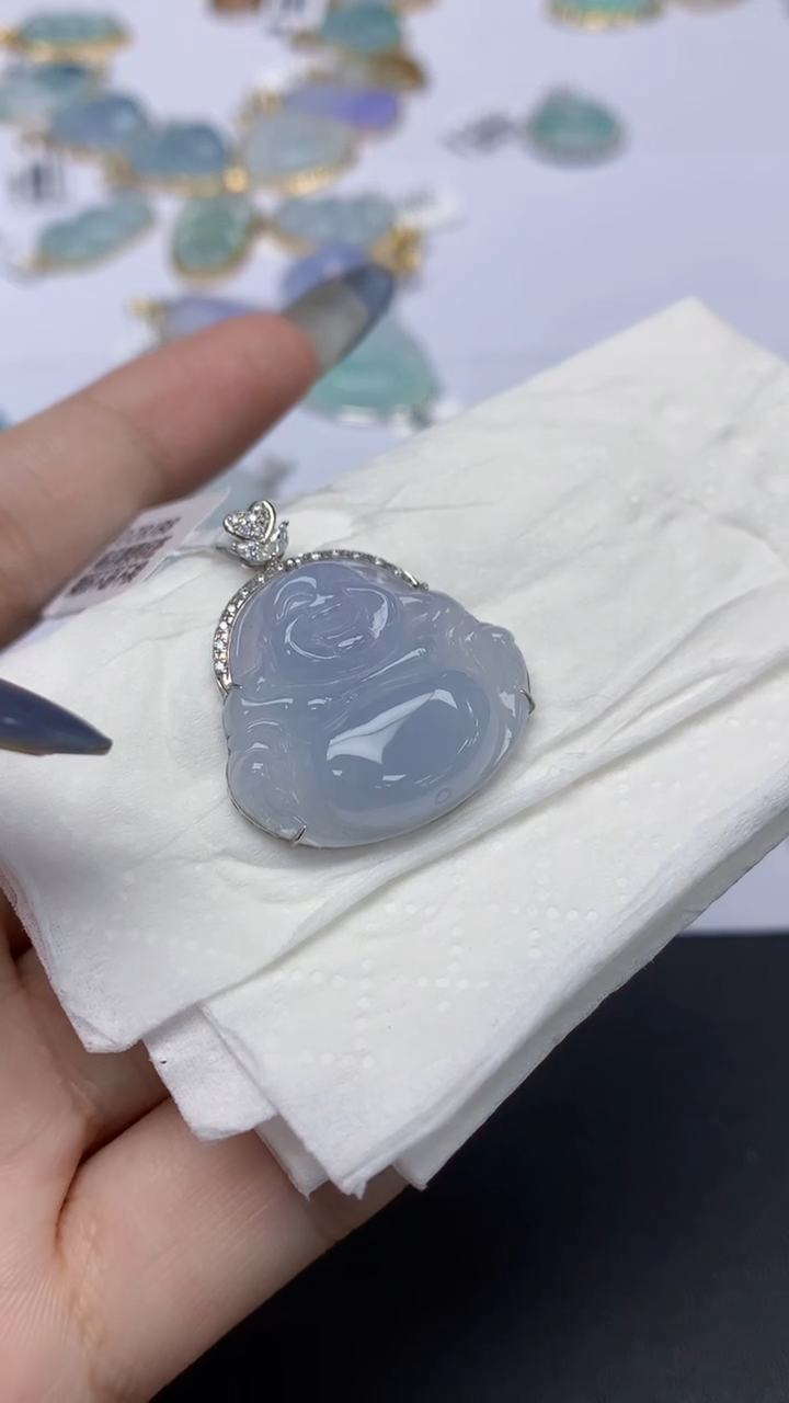 翡翠18K金镶嵌颈饰天然a货翡翠