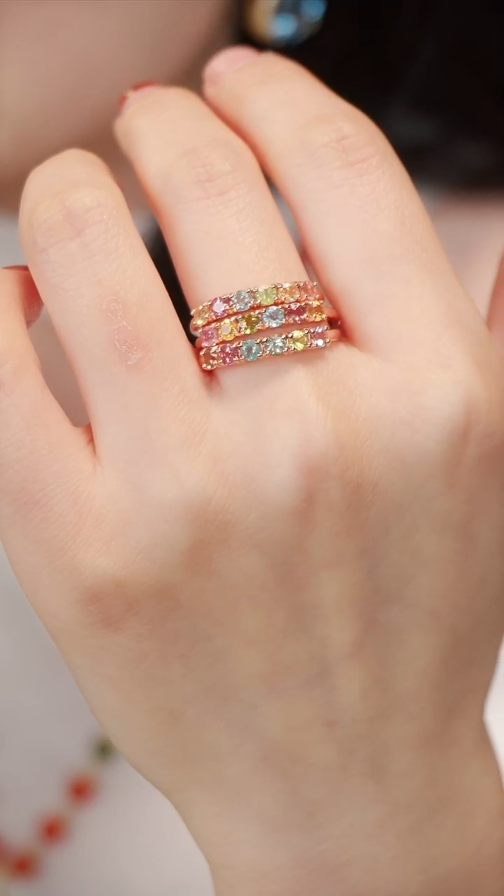 银S925镶嵌戒指碧玺9【】