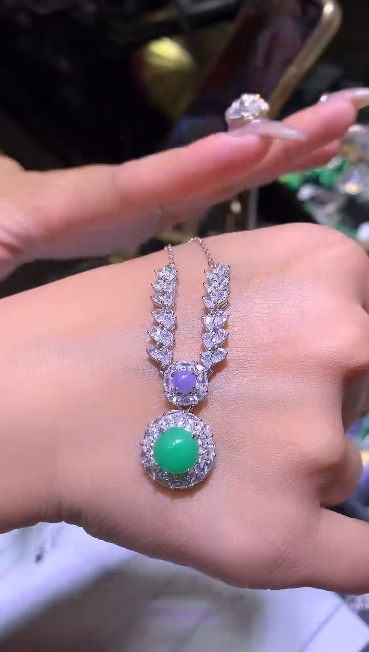 【闪购商品】翡翠吊坠(不含链)银S925镶嵌套链