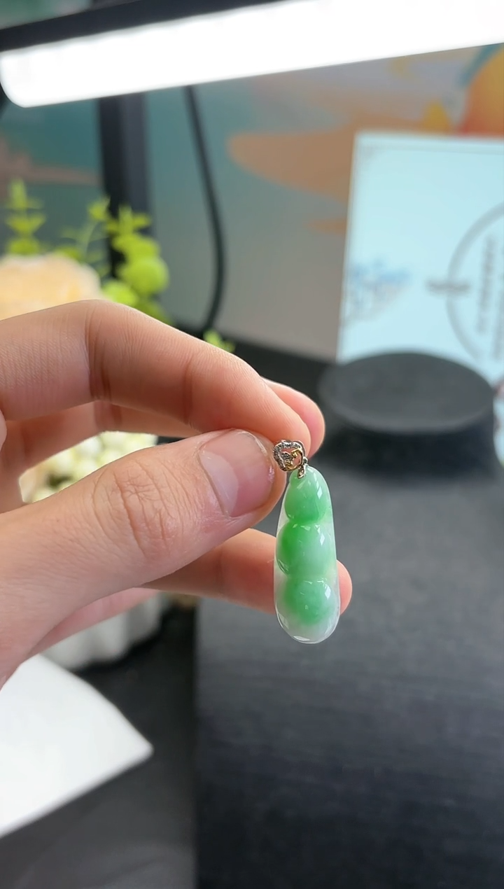 【闪购商品】翡翠颈饰18K金镶嵌YM618-7豆子