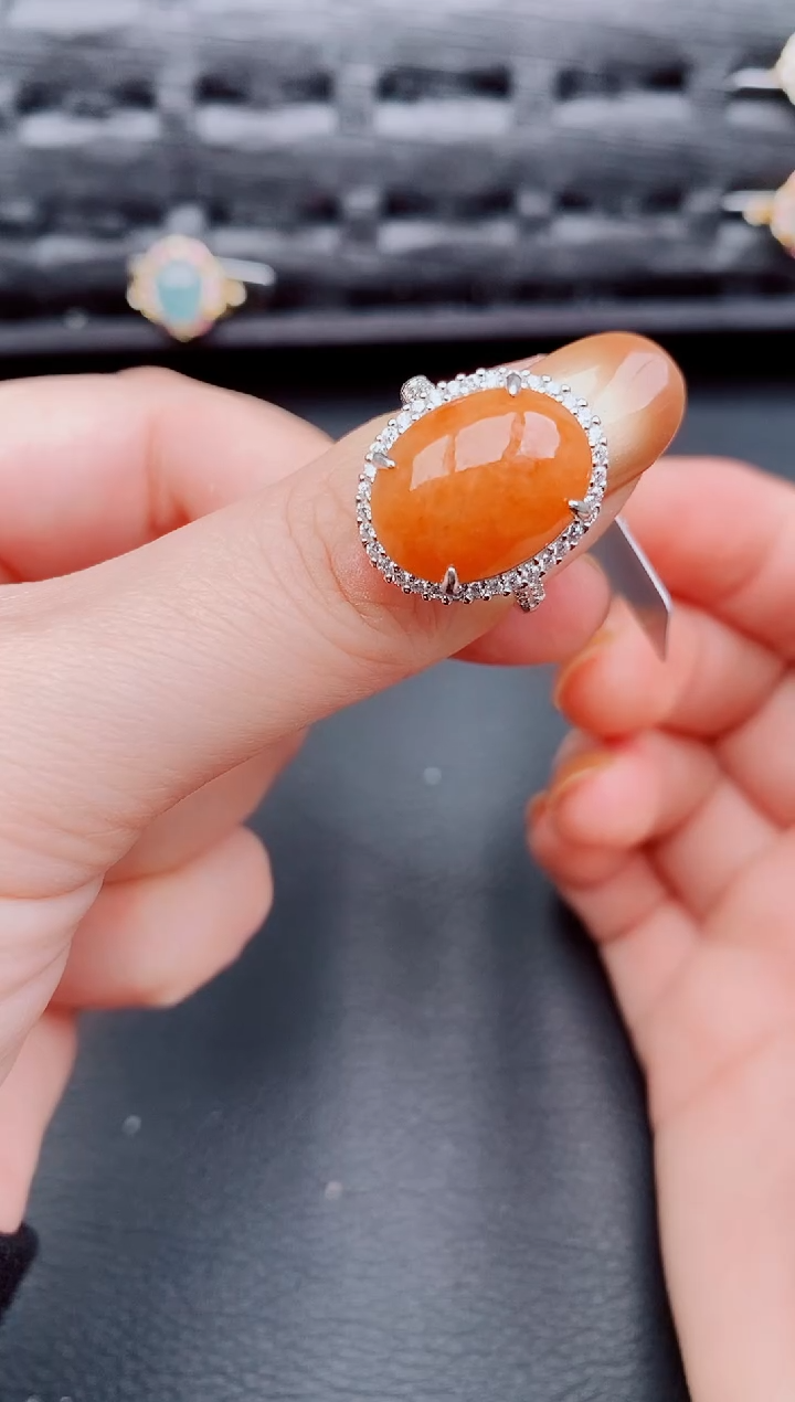 【闪购商品】翡翠戒指银S925镶嵌天然a货翡翠613