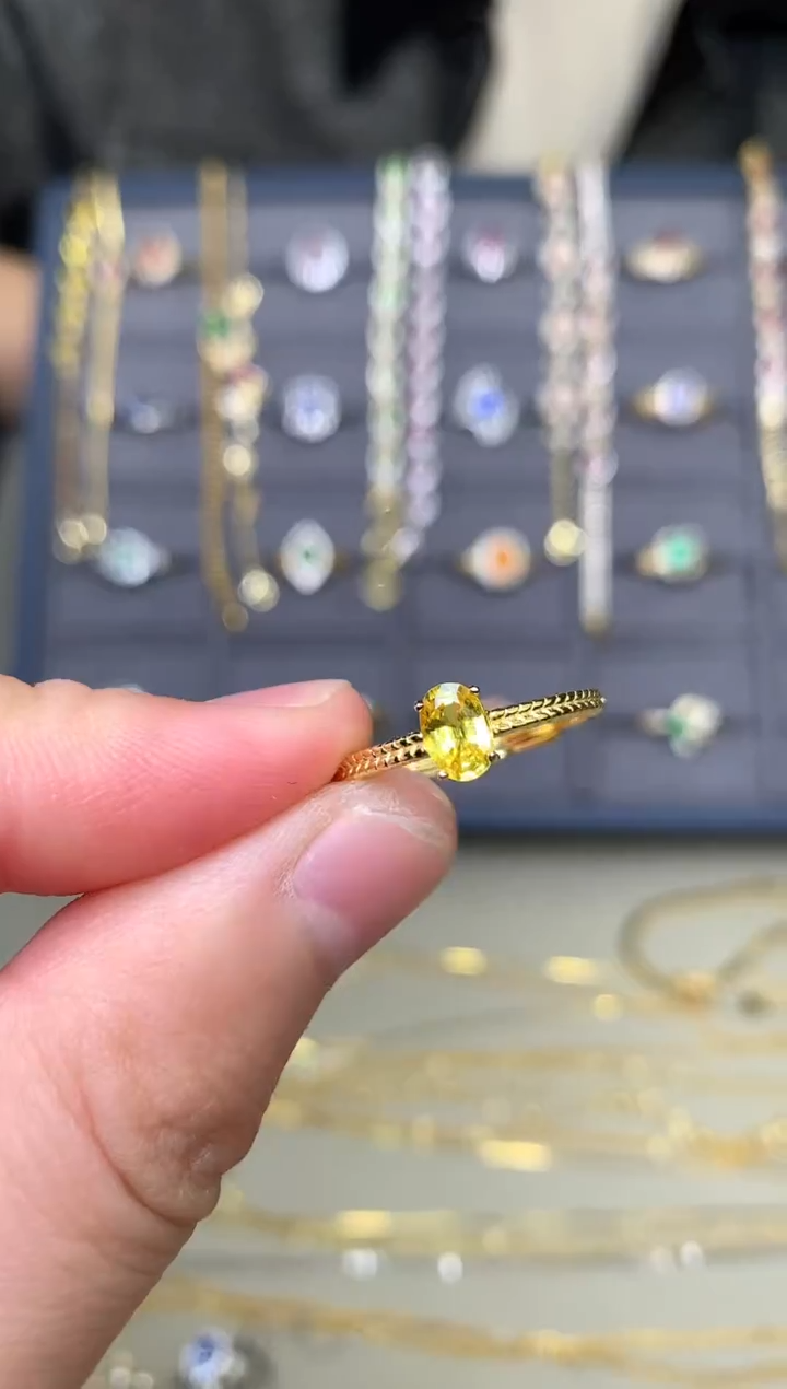 戒指蓝宝石银S925镶嵌戒指