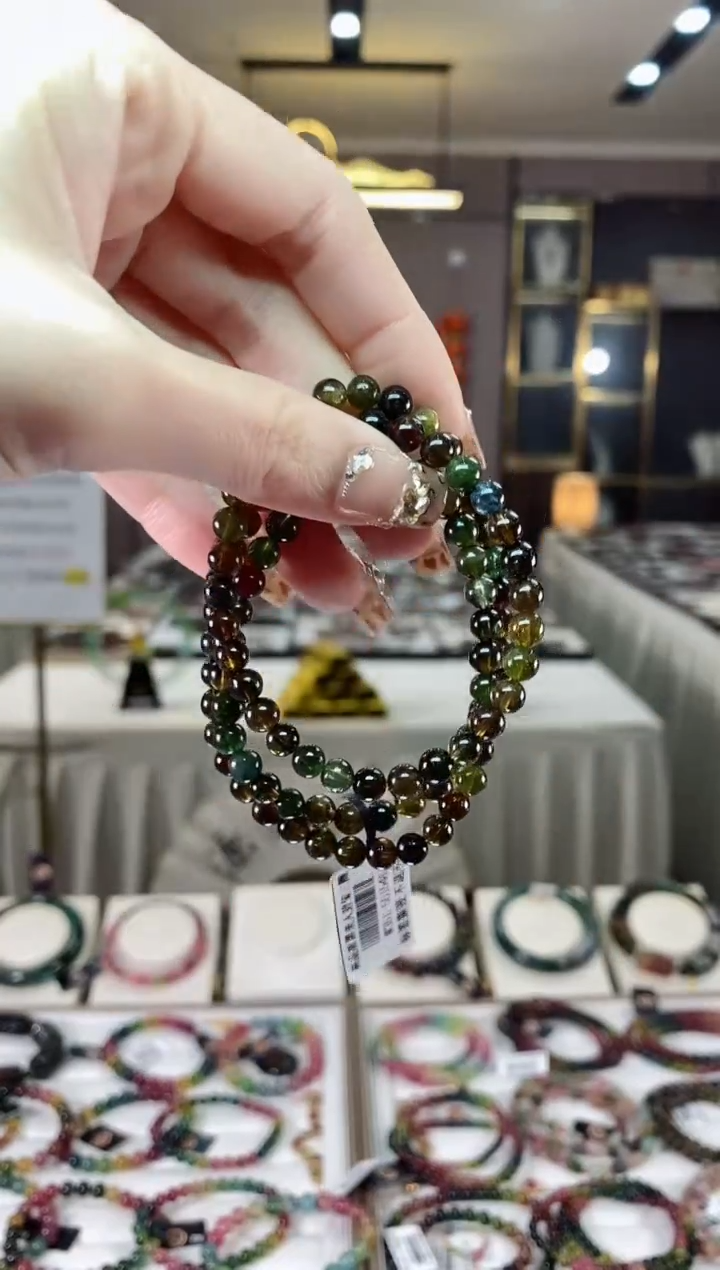 【闪购商品】碧玺三圈手串5mm+未镶嵌一物一证dan