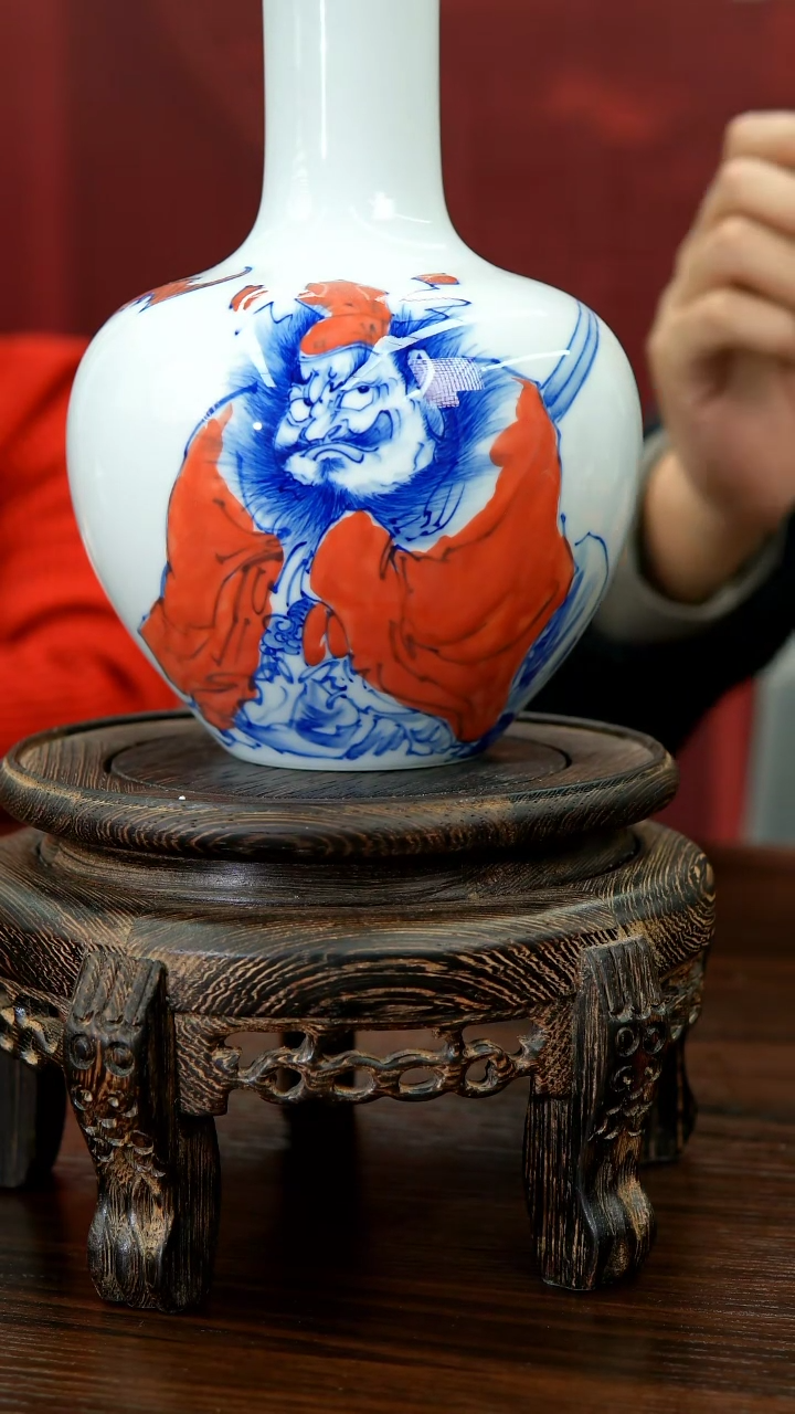 【闪购商品】032函夏非遗吴小琴青花红钟馗天球瓶