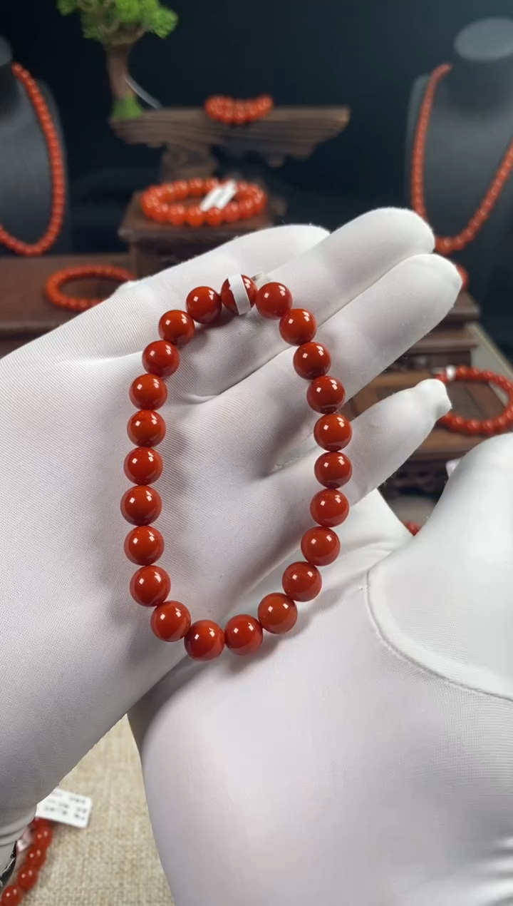 【闪购商品】南红玛瑙手串未镶嵌锦红8mm+