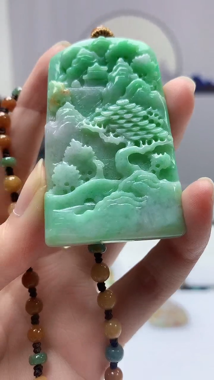 【闪购商品】定制翡翠未镶嵌5060zm-毛货挂件