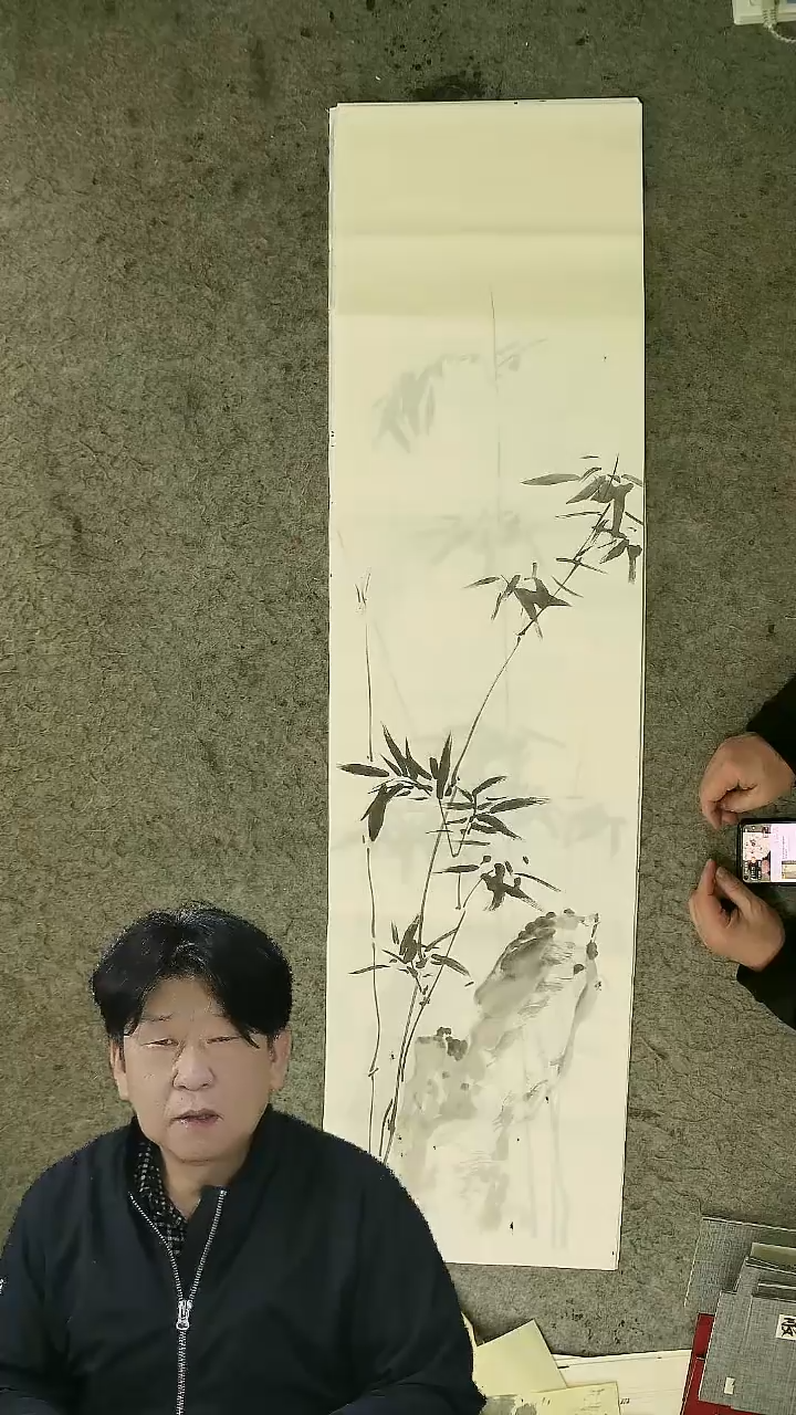 国画四尺对开  墨竹条屏 34*138cm