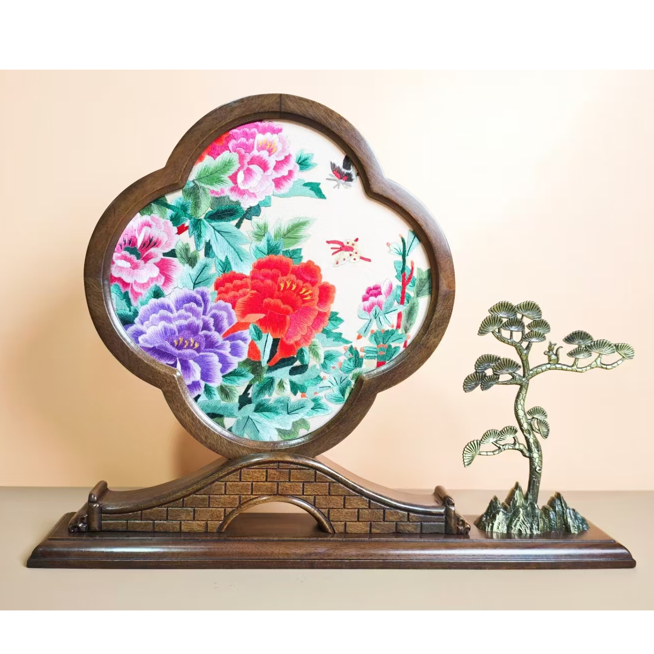 非遗苏绣双面绣花朵架摆台可放熏香高端送礼国风礼品