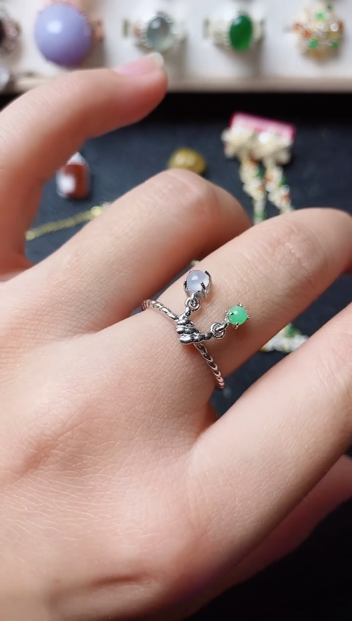 【闪购商品】翡翠戒指银S925镶嵌11111