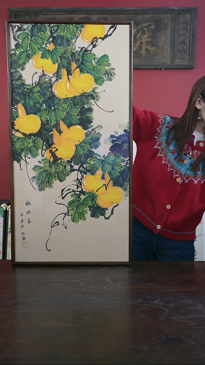 【闪购商品】书法手绘50*100-A356葫芦-胡桃