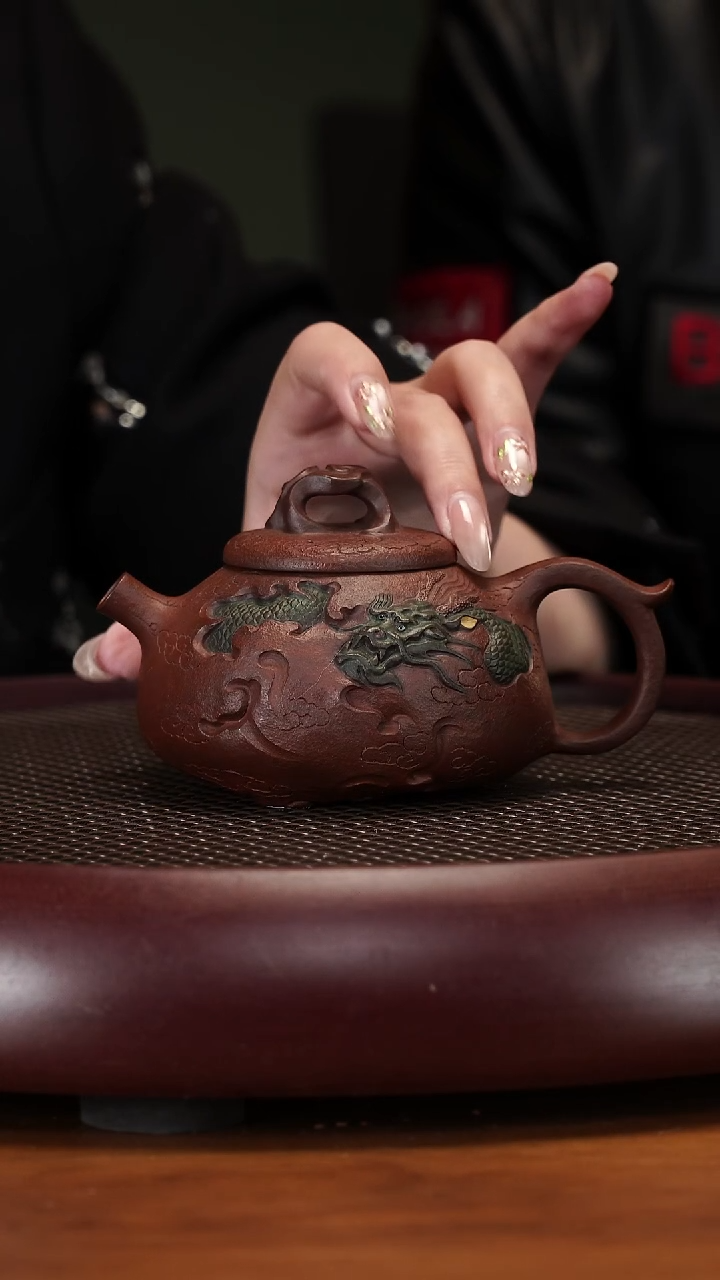 【闪购商品】紫砂茶壶3-59GSB跃龙门老紫泥220cc