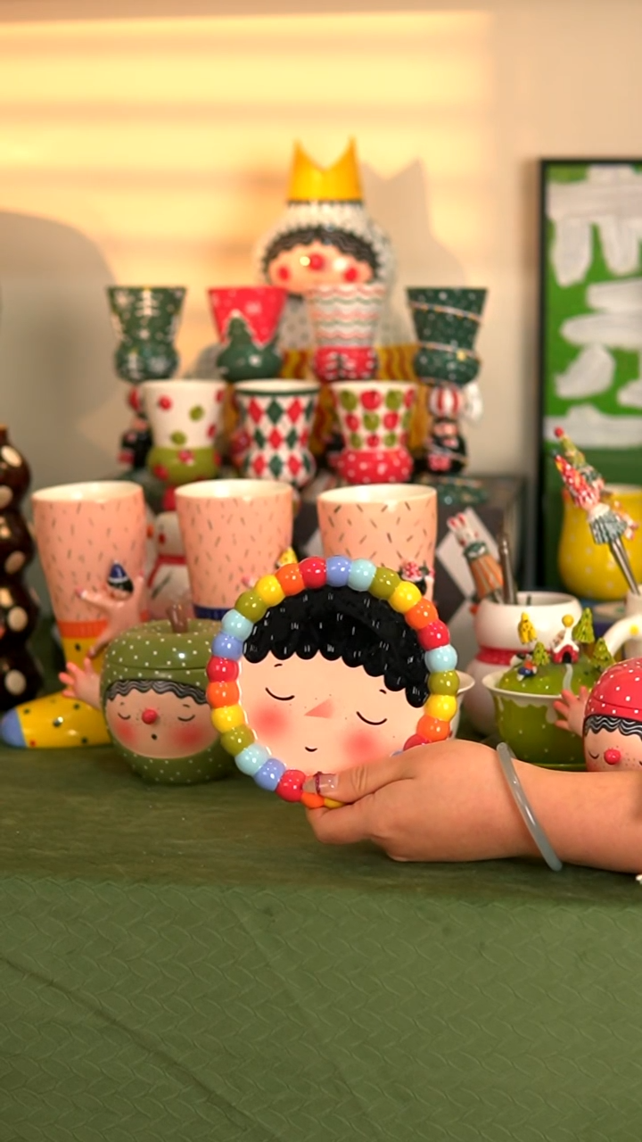 .娇*喜上陶社彩虹珠珠碟