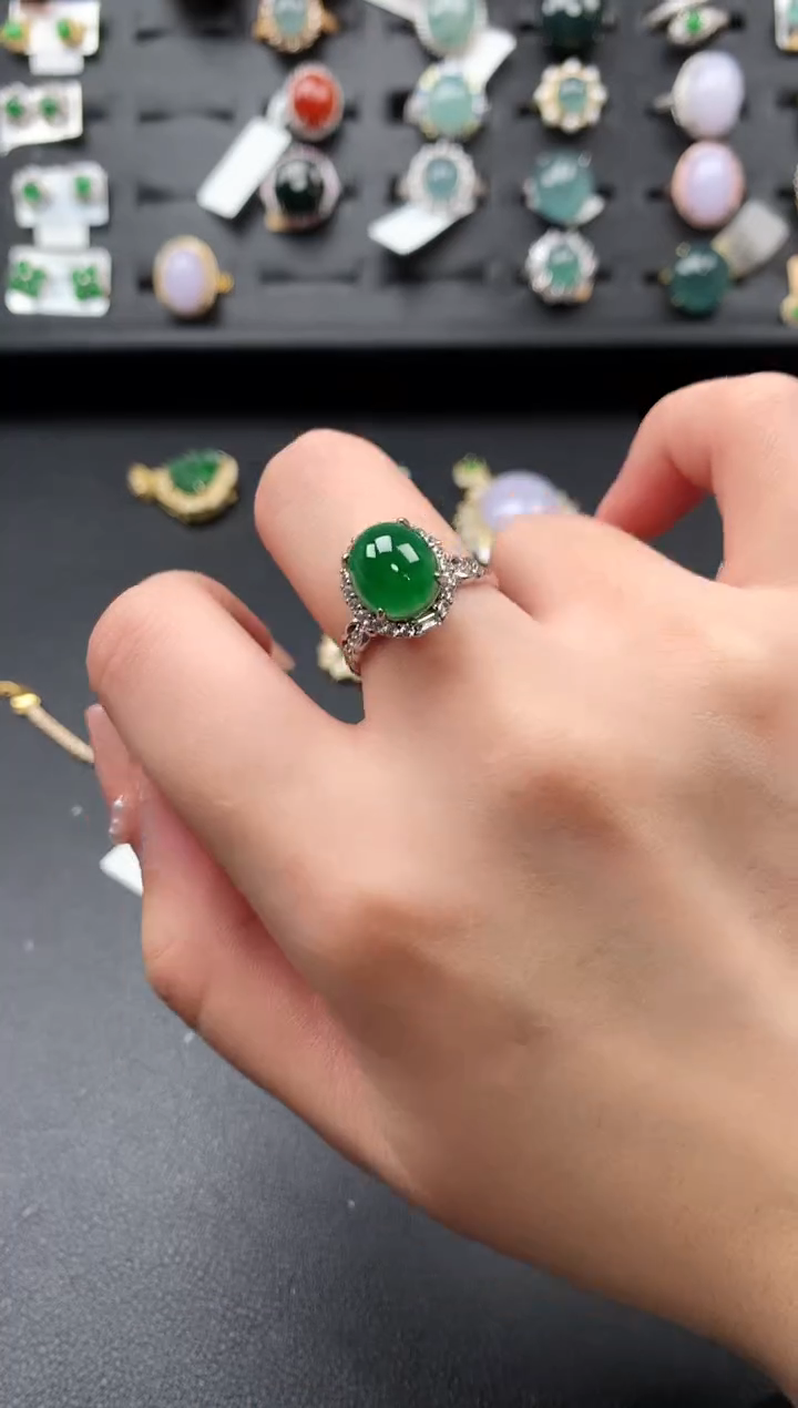 【闪购商品】翡翠戒指银S925镶嵌52141
