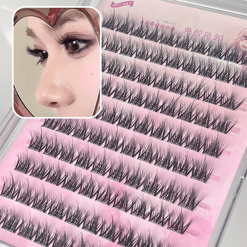 免胶5D假睫毛水貂绒婴儿弯新手懒人三部曲仿真自然凌乱层次*S