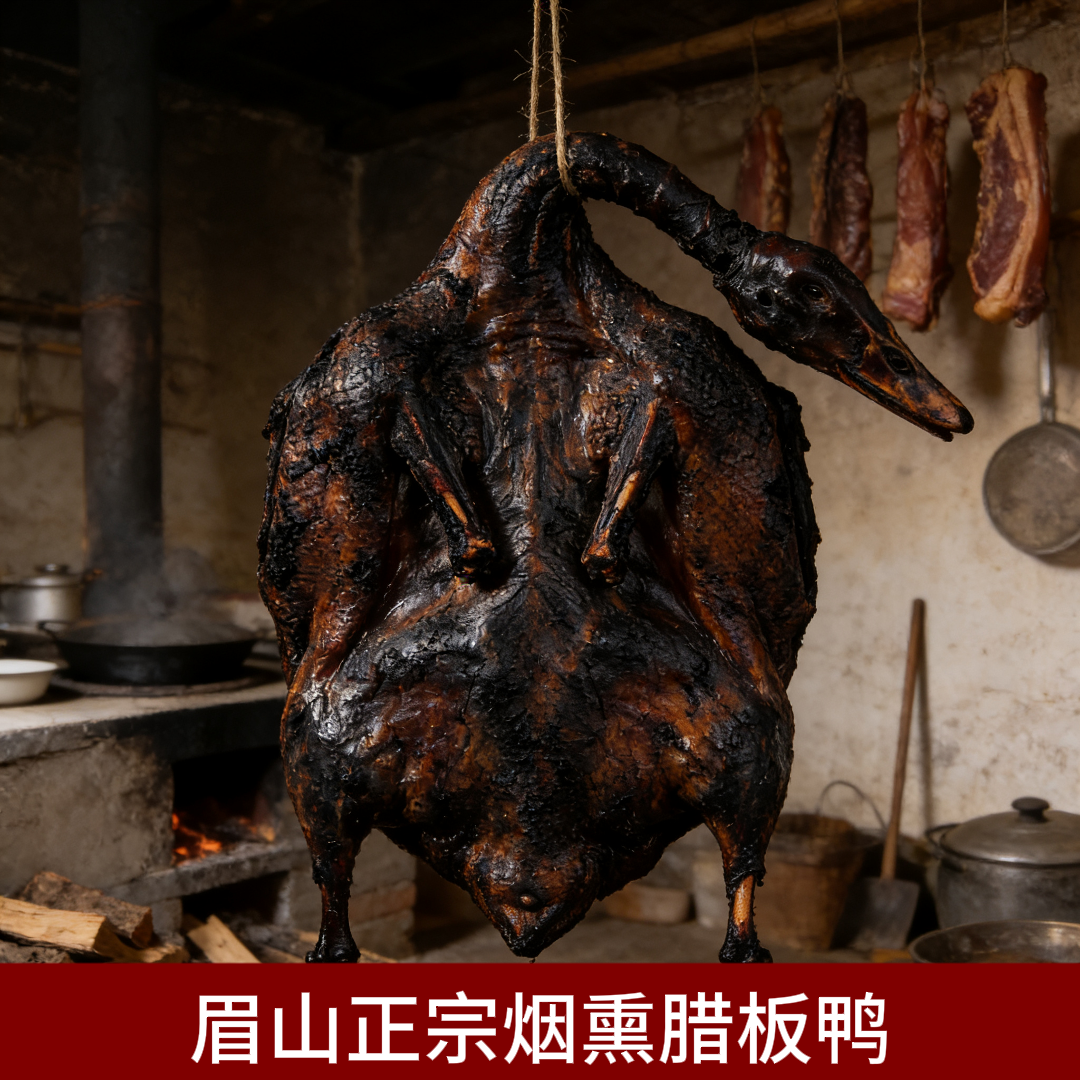 【整只约1.4斤】四川农家柴火烟熏整只腊板鸭风干咸鸭腊味干货