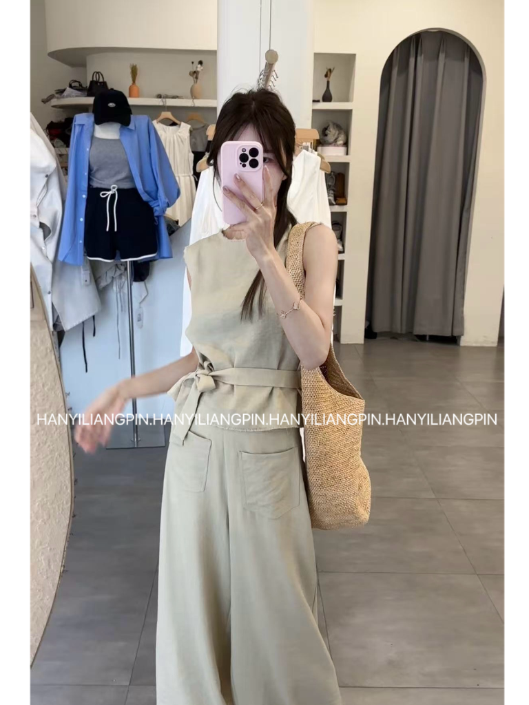 【时光恋人】简约纯色百搭毛边两件套