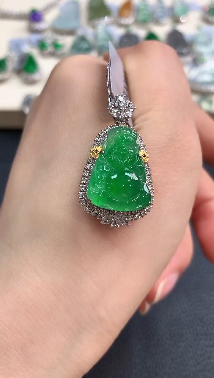 【闪购商品】翡翠吊坠(不含链)18K金镶嵌m62    