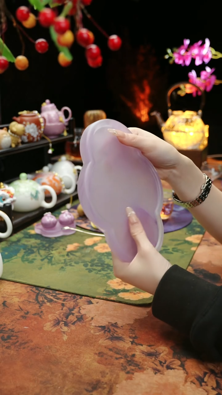 【闪购商品】紫色水晶琉璃壶承干泡垫