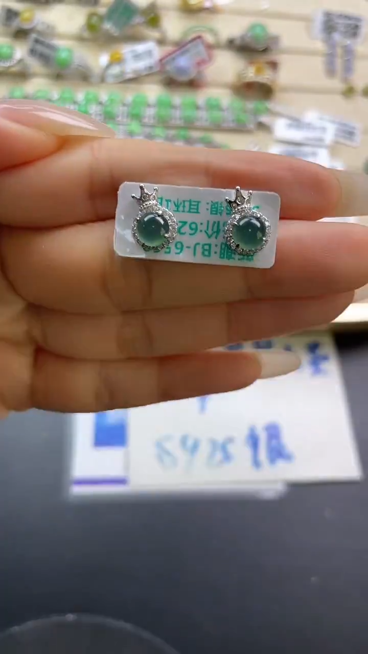 银S925镶嵌戒指翡翠翡翠 蛋面 银S925镶嵌