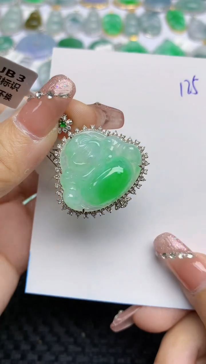 【闪购商品】翡翠颈饰18K金镶嵌天然A货翡翠 125