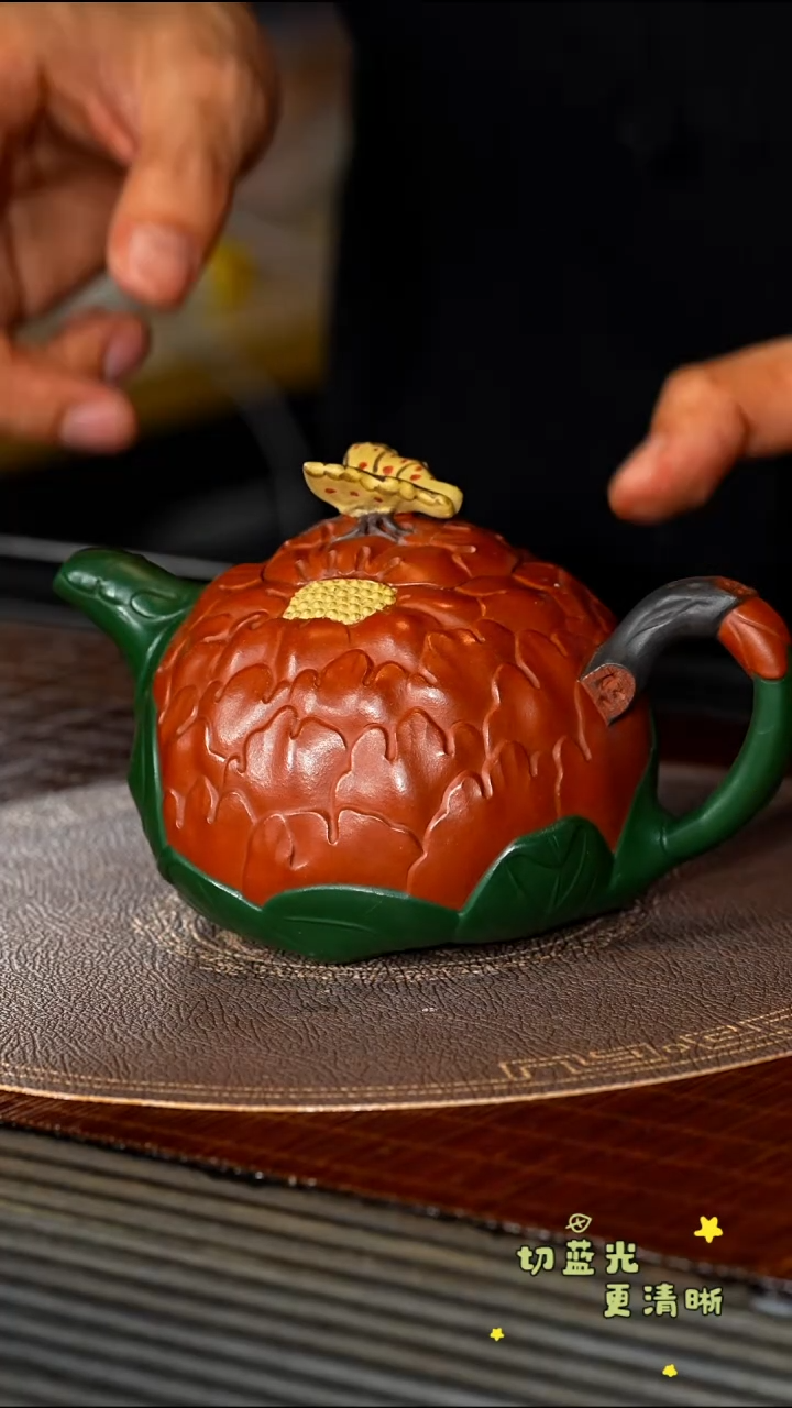 茶壶紫砂宜兴紫砂ZXJ 多色工艺 牡丹280cc