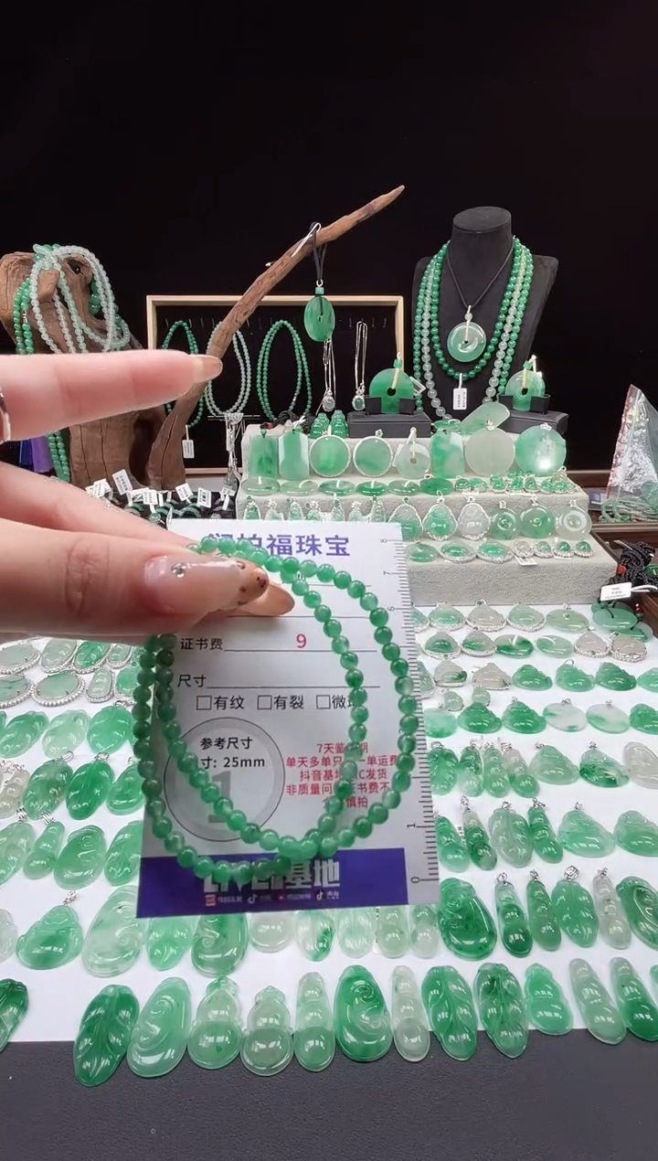 吊坠(赠链)未镶嵌石英质玉（非洲翠）11.17手串