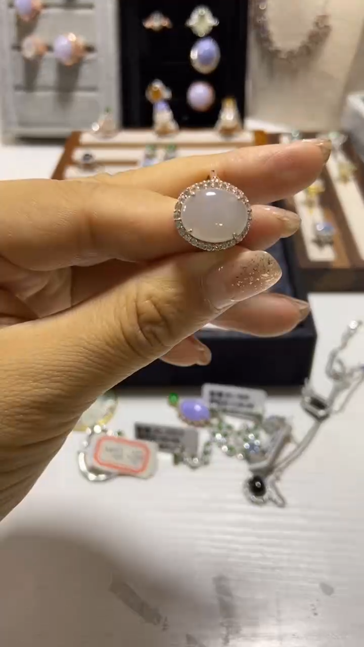 【闪购商品】翡翠戒指银S925镶嵌缅甸天然A翡翠戒指