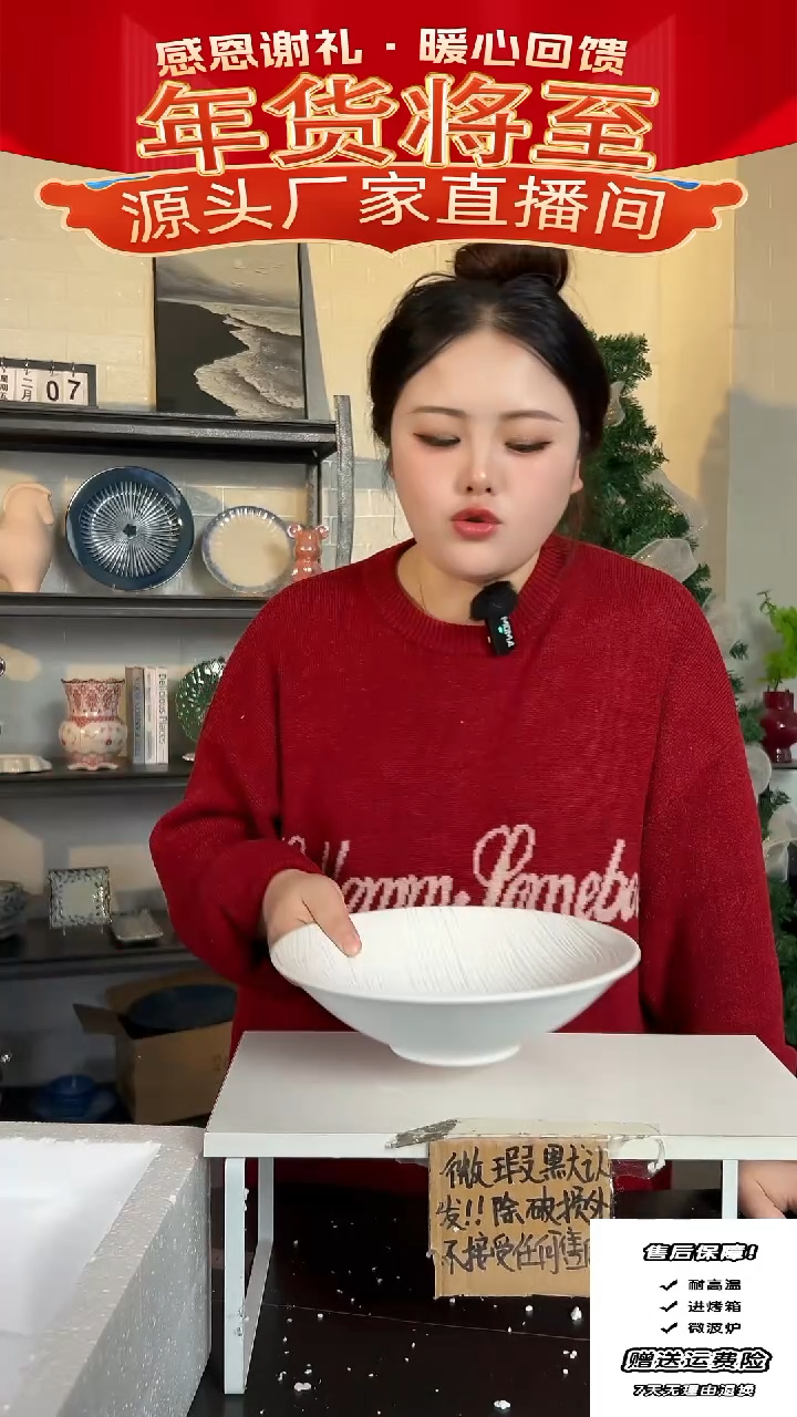 【闪购商品】瓷白线汤碗-9.5英寸