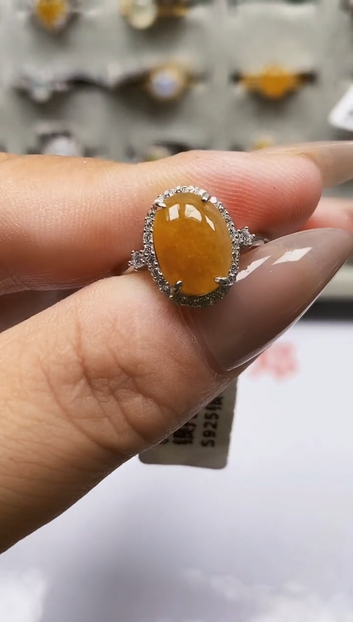 银S925镶嵌戒指翡翠0007