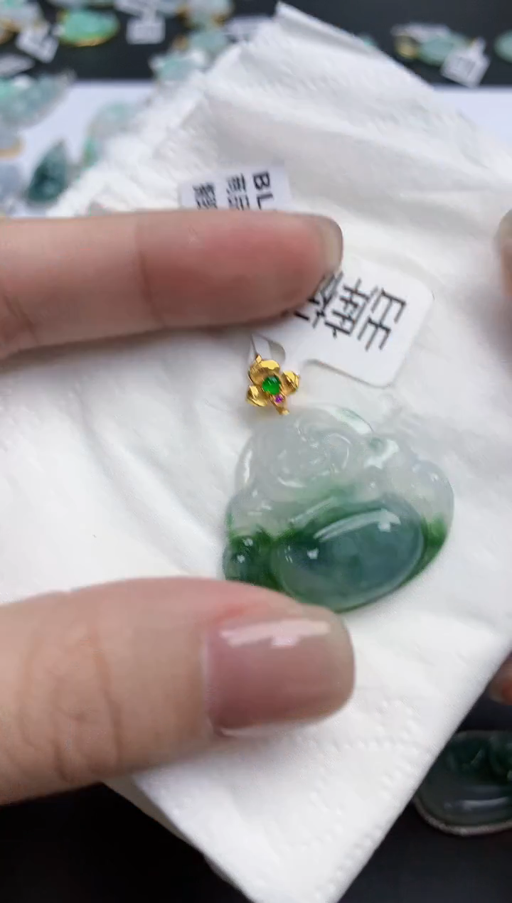 【闪购商品】翡翠颈饰18K金镶嵌天然缅甸翡翠A货