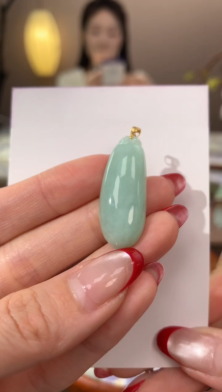 【闪购商品】翡翠颈饰18K金镶嵌天然缅甸a货翡翠