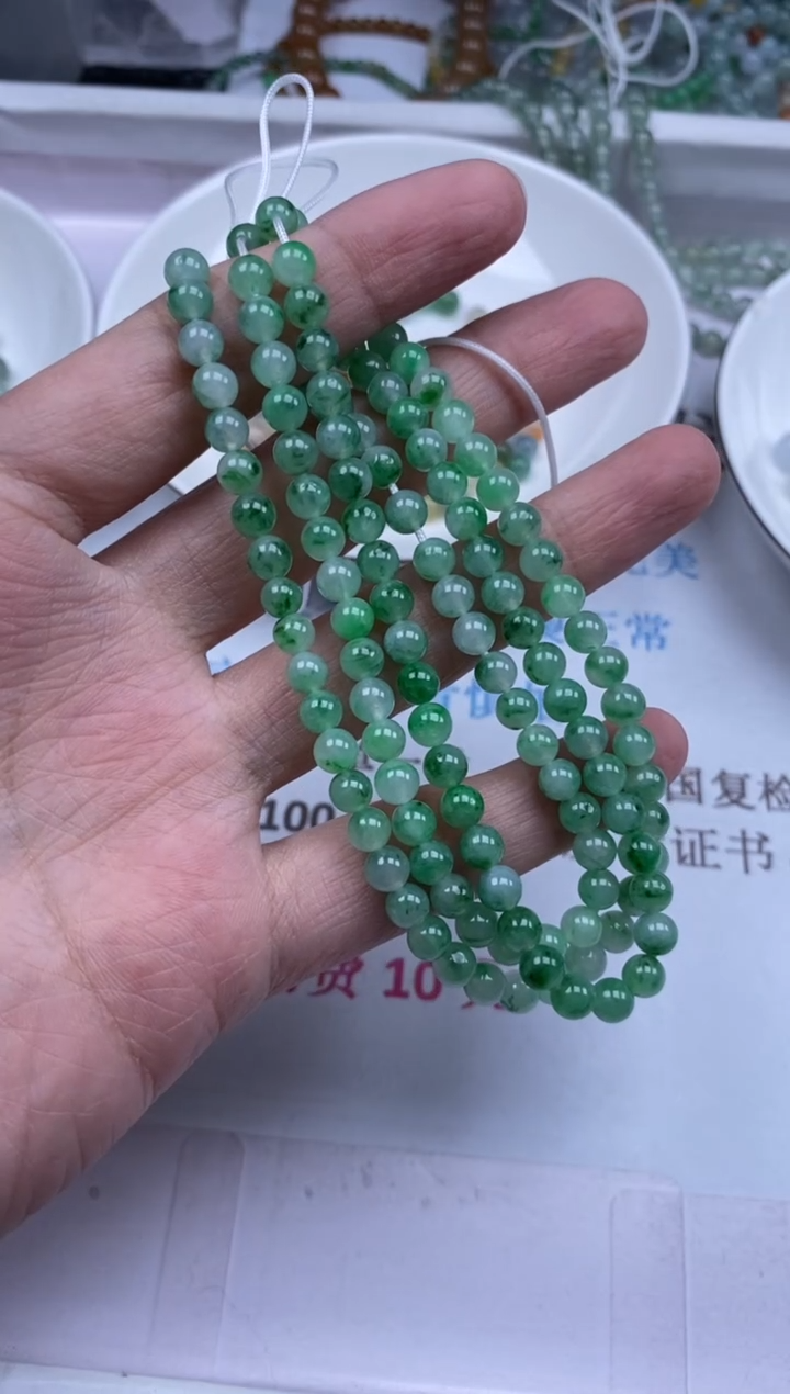翡翠未镶嵌颈饰金**?贞城散珠批发DIY编制