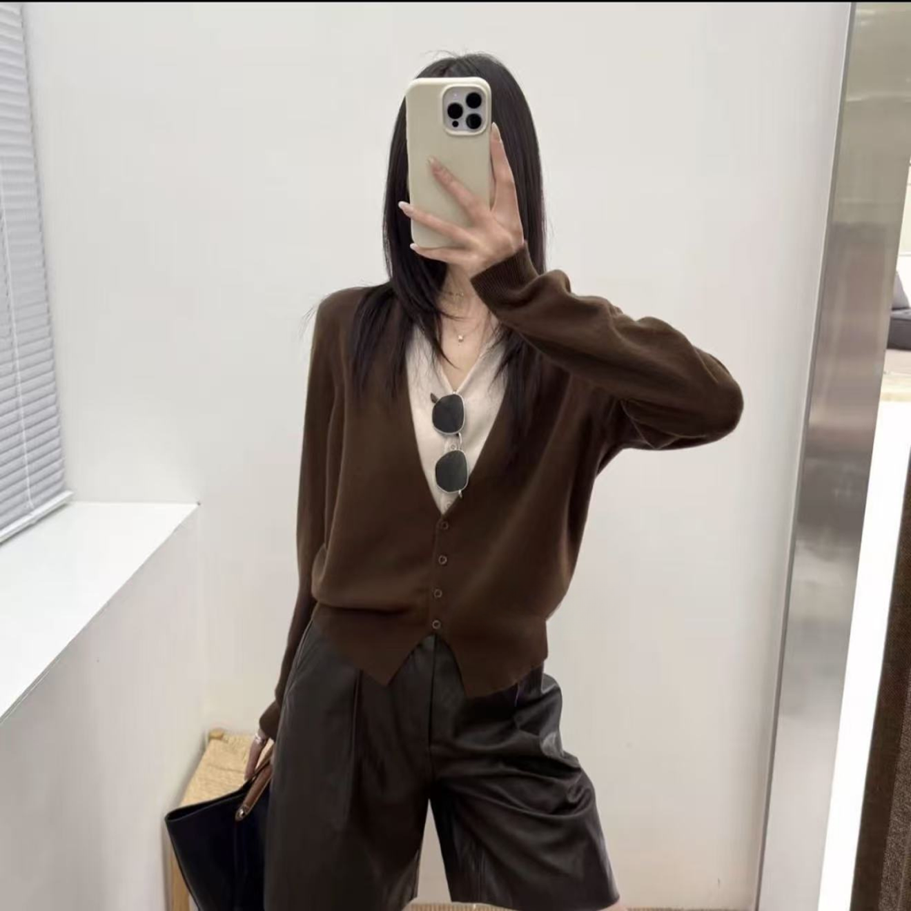 ASM LAST 假两件宽松毛针织衫减龄撞色针织开衫针织衫女设计师