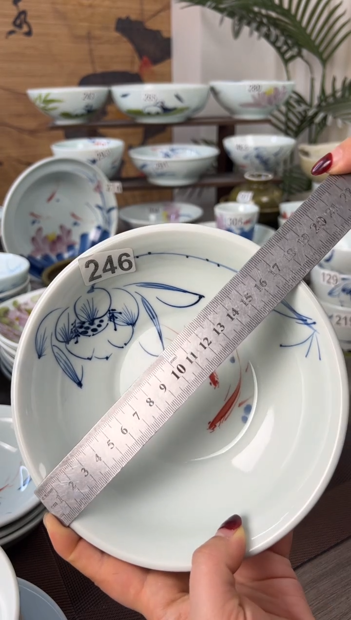 明舟中暇手绘7寸高足面碗（随机图案单只装）