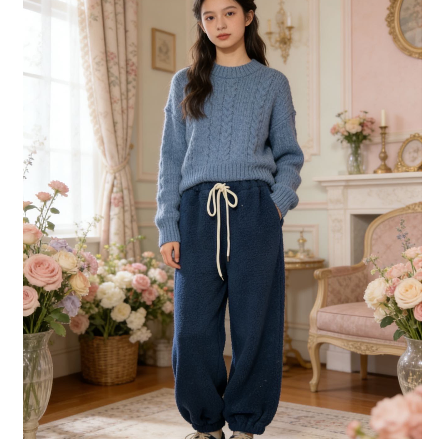 395高端专享冬季加绒休闲裤子藏青（林）