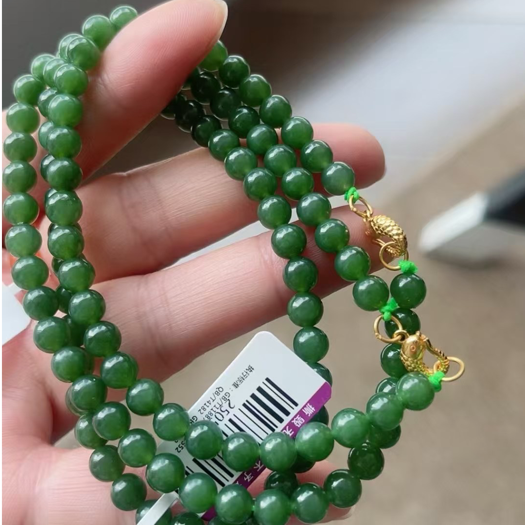 【王姨专属】天然和田玉珠链项链 两戴款 约6mm