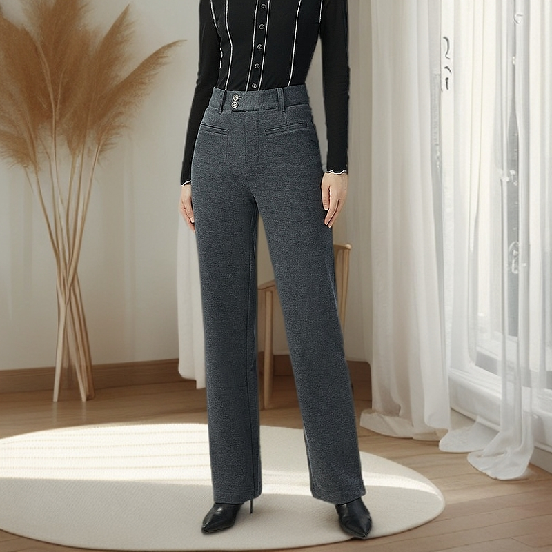 哥弟裤子秋冬加厚加绒新款爆款植绒直筒高腰通勤爆款保暖1100469