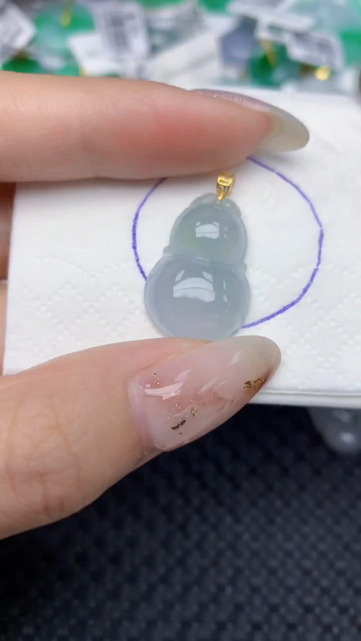 颈饰18K金镶嵌翡翠天然缅甸翡翠a货百元以上9元证书费自理