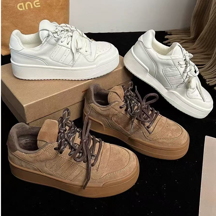 【现货】厚底增高小白鞋休闲鞋2025冬季新款加绒百搭运动鞋女【X】