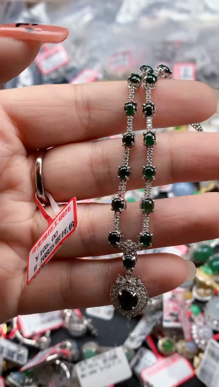 银S925镶嵌戒指翡翠天然A货缅甸翡翠